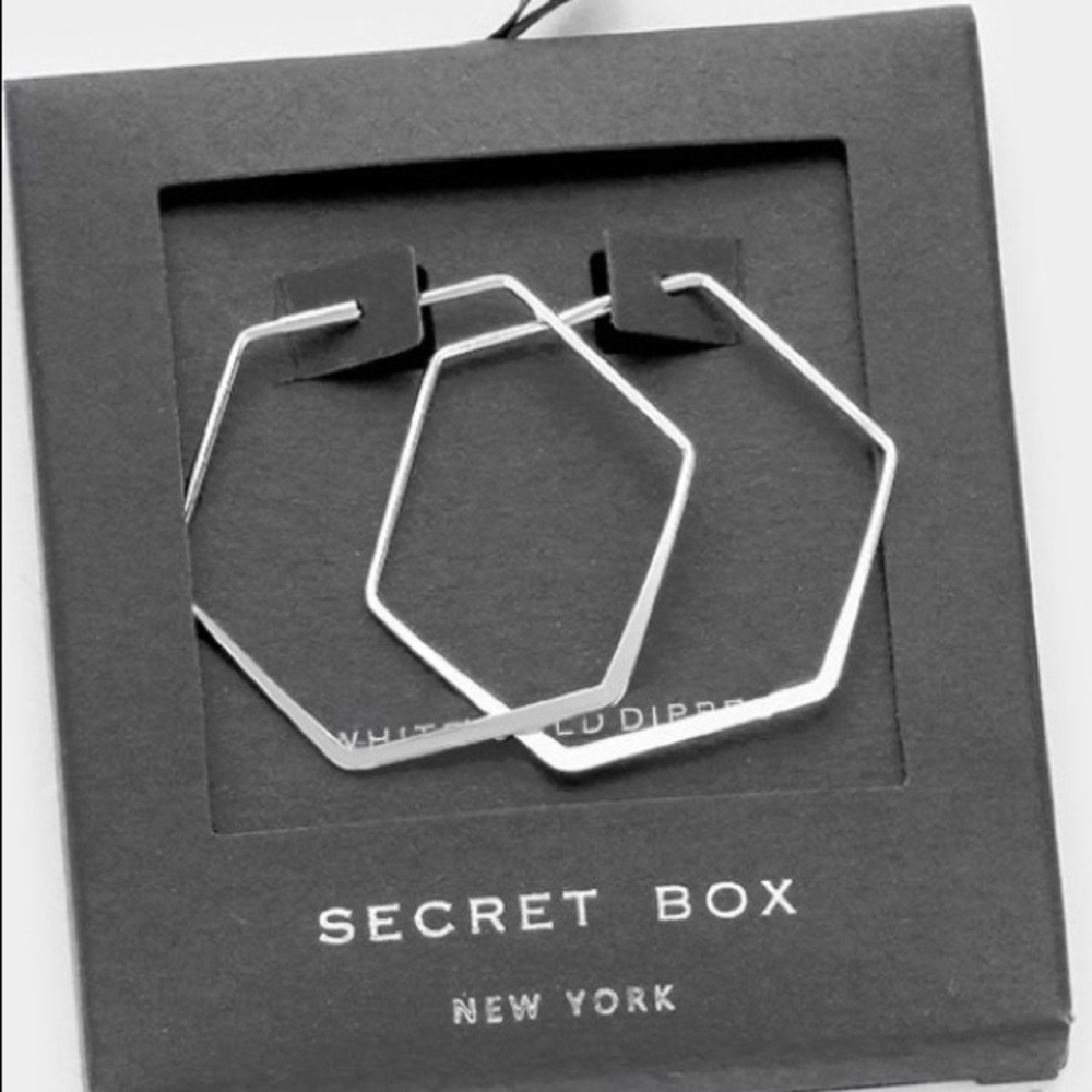 White Gold Dipped Hexagon Hoops👠👠